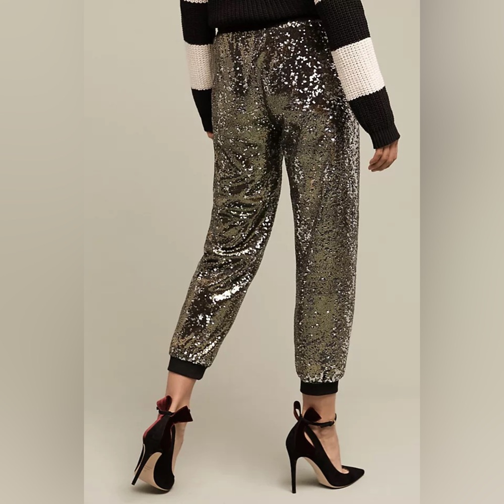 Harlyn Anthropologie Sequined Oro joggers